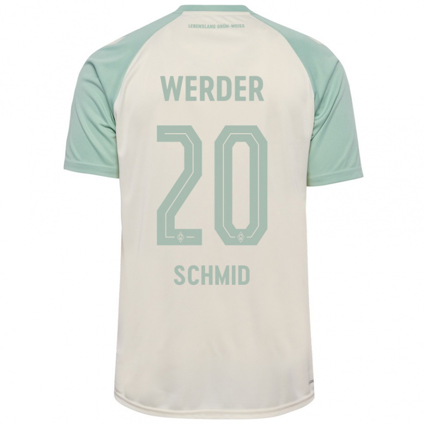 Bambino Maglia Romano Schmid #20 Bianco Sporco Verde Chiaro Kit Gara Away 2024/25 Maglietta