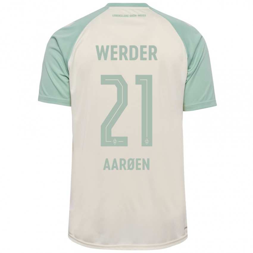 Bambino Maglia Isak Hansen-Aaröen #21 Bianco Sporco Verde Chiaro Kit Gara Away 2024/25 Maglietta