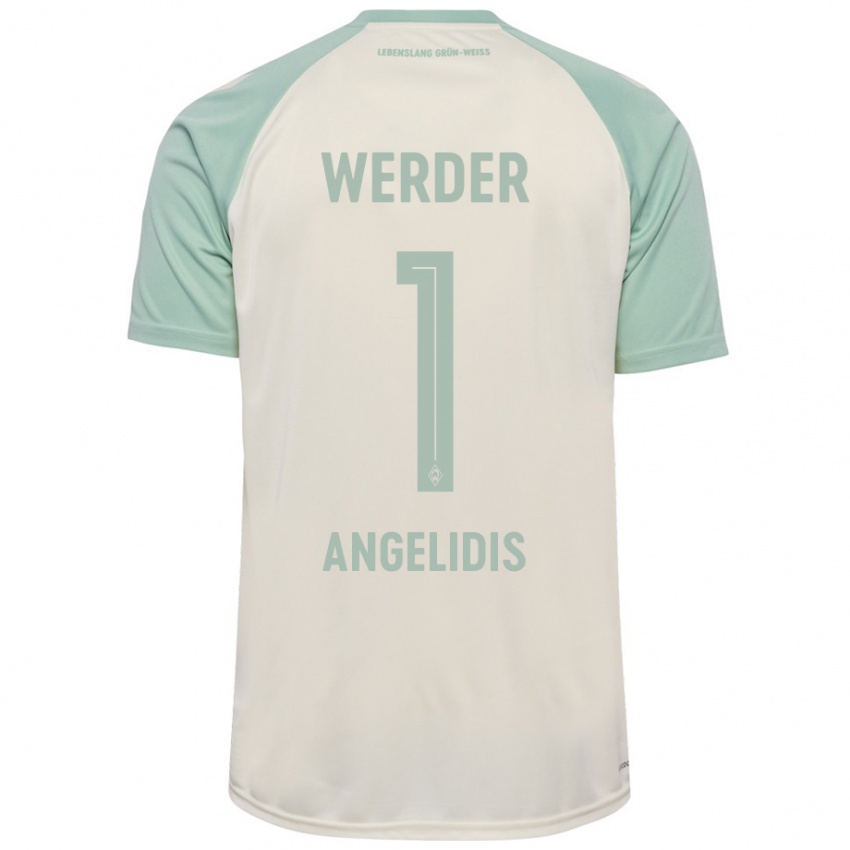 Bambino Maglia Spyros Angelidis #1 Bianco Sporco Verde Chiaro Kit Gara Away 2024/25 Maglietta