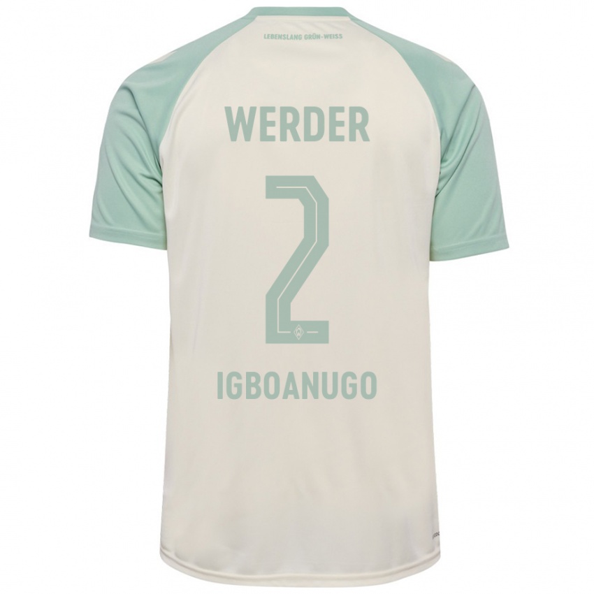 Bambino Maglia David Igboanugo #2 Bianco Sporco Verde Chiaro Kit Gara Away 2024/25 Maglietta