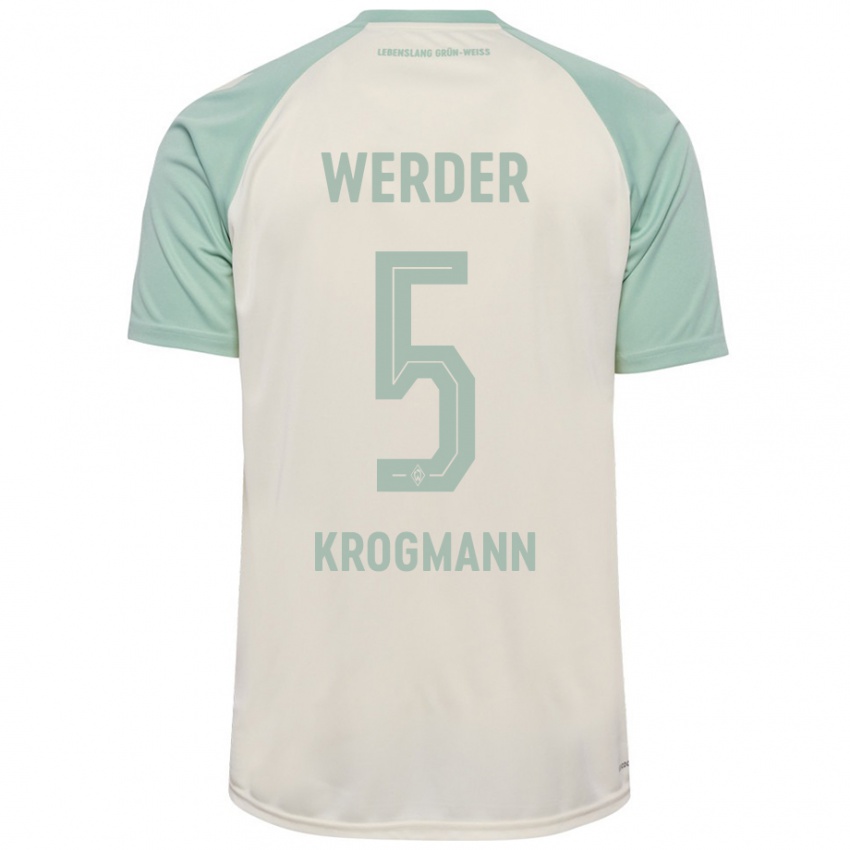 Bambino Maglia Avid Krogmann #5 Bianco Sporco Verde Chiaro Kit Gara Away 2024/25 Maglietta