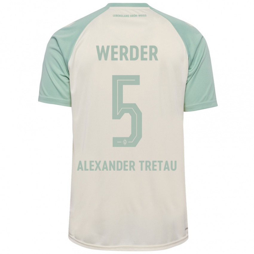 Bambino Maglia Hans Alexander Tretau #5 Bianco Sporco Verde Chiaro Kit Gara Away 2024/25 Maglietta