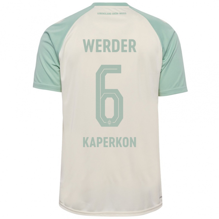 Bambino Maglia Tom Kaperkon #6 Bianco Sporco Verde Chiaro Kit Gara Away 2024/25 Maglietta