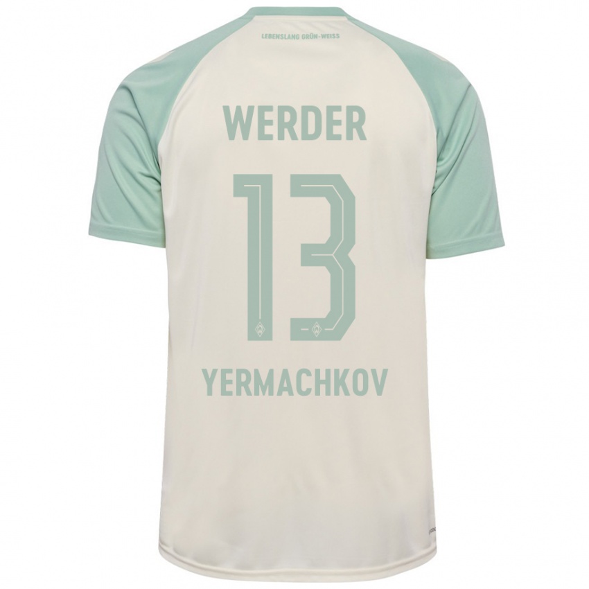 Bambino Maglia Ivan Yermachkov #13 Bianco Sporco Verde Chiaro Kit Gara Away 2024/25 Maglietta