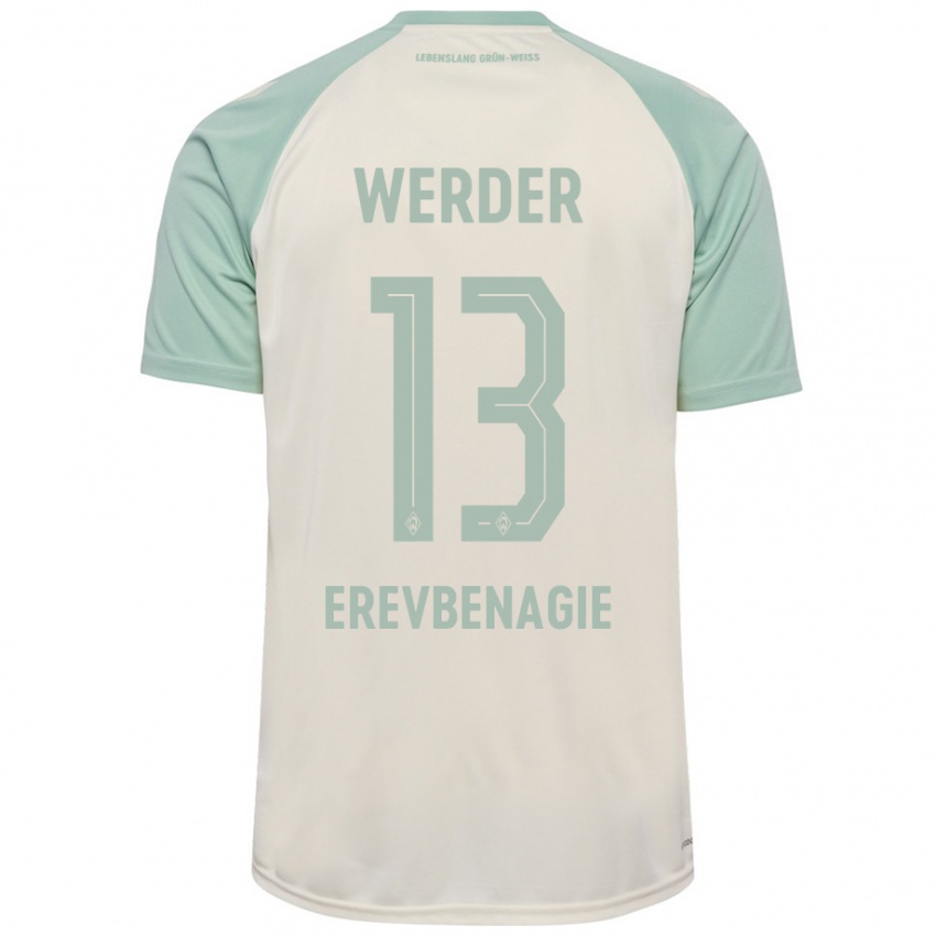 Bambino Maglia Paul Erevbenagie #13 Bianco Sporco Verde Chiaro Kit Gara Away 2024/25 Maglietta