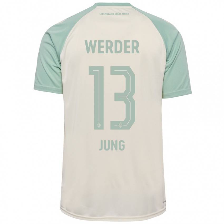 Bambino Maglia Seong-Hyeon Jung #13 Bianco Sporco Verde Chiaro Kit Gara Away 2024/25 Maglietta