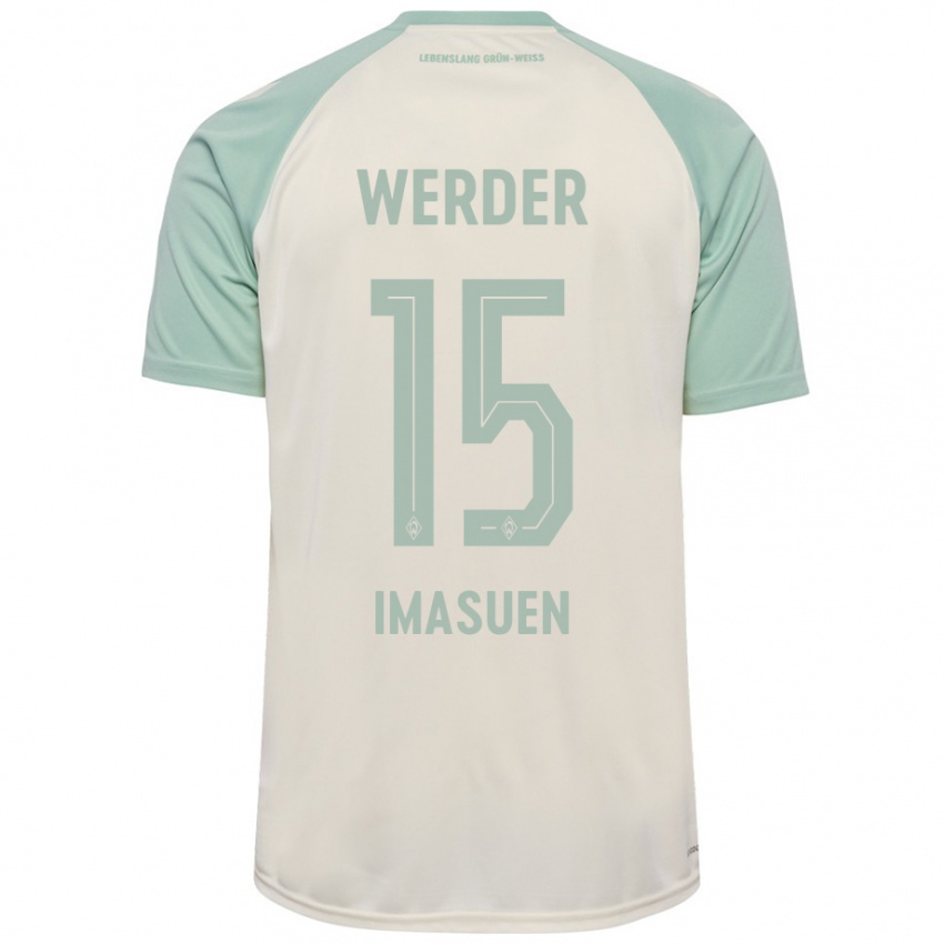 Bambino Maglia Joel Imasuen #15 Bianco Sporco Verde Chiaro Kit Gara Away 2024/25 Maglietta