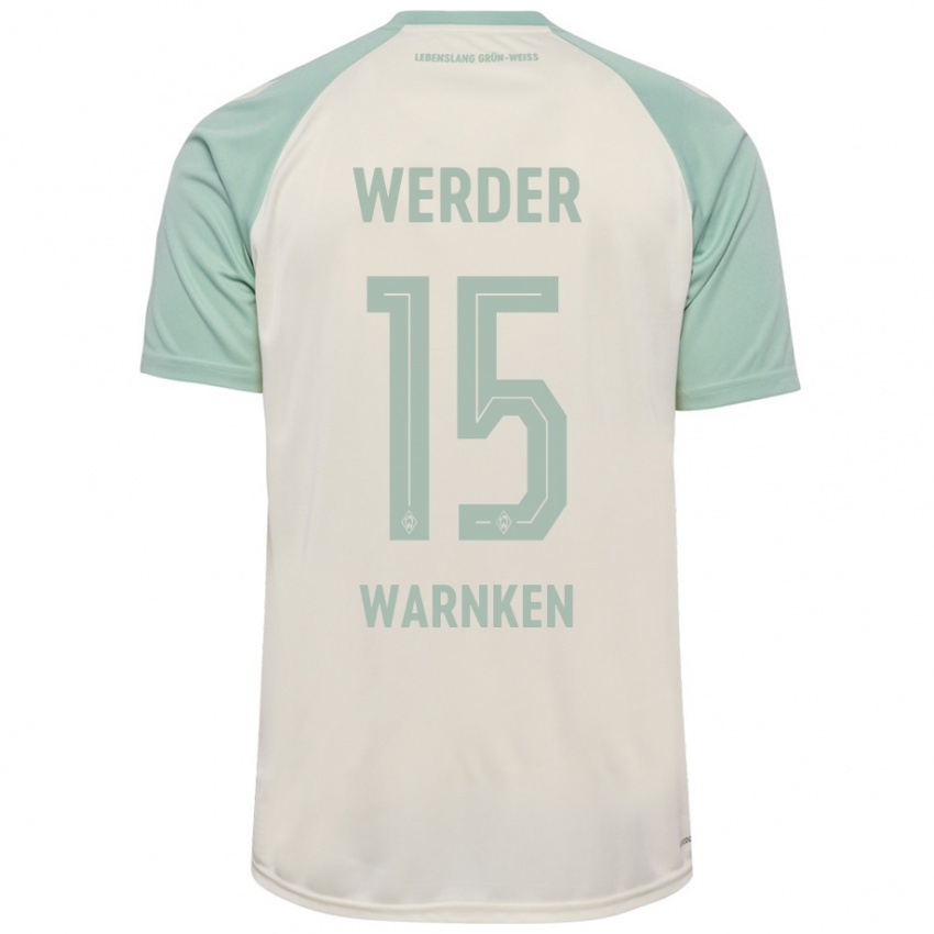 Bambino Maglia Jannes Warnken #15 Bianco Sporco Verde Chiaro Kit Gara Away 2024/25 Maglietta