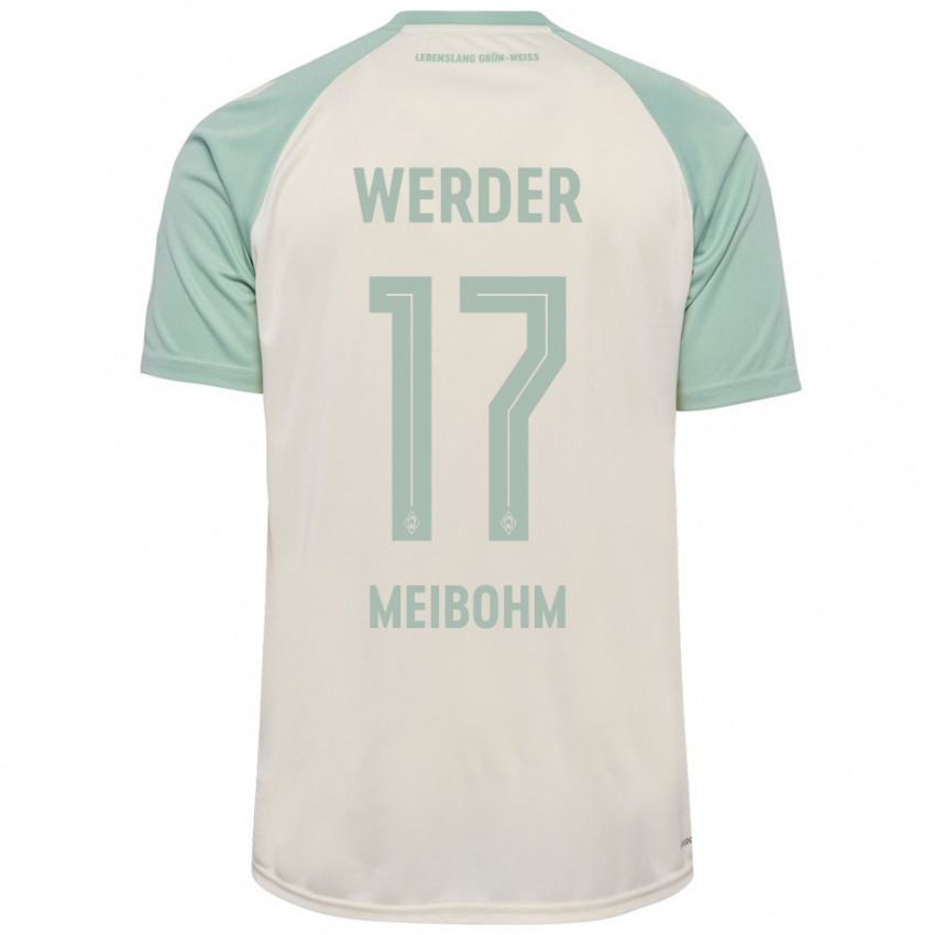 Bambino Maglia Joel Meibohm #17 Bianco Sporco Verde Chiaro Kit Gara Away 2024/25 Maglietta