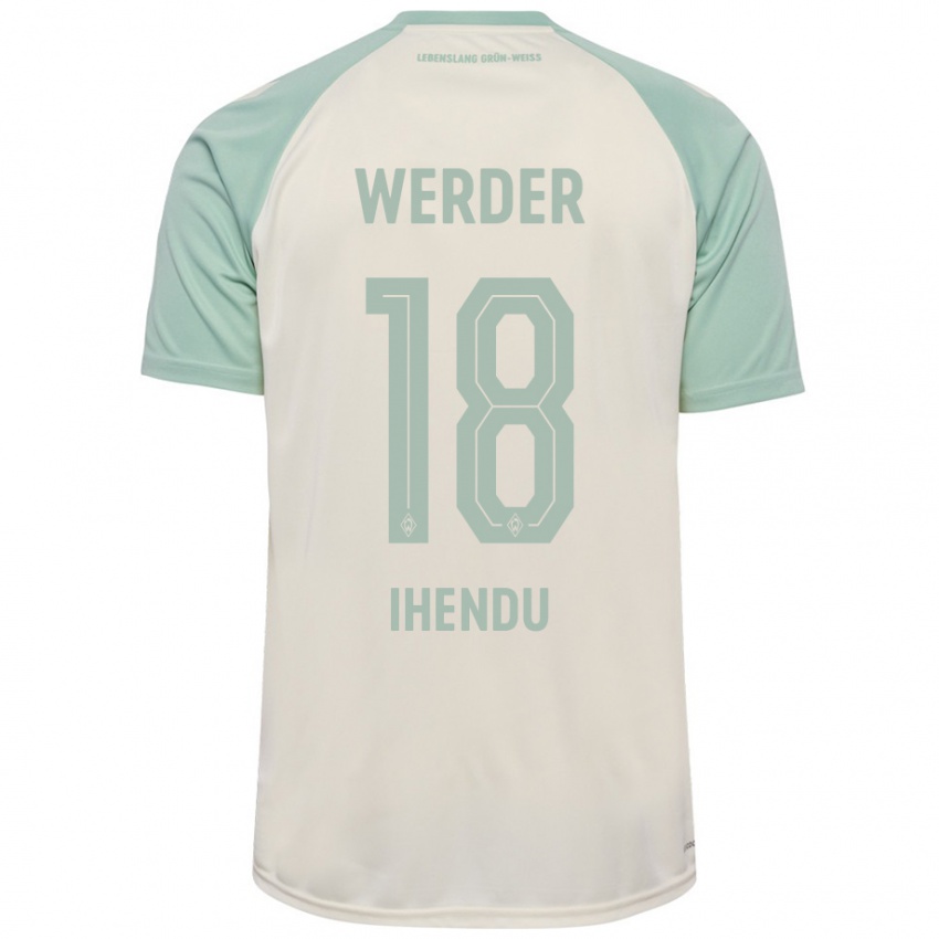 Bambino Maglia Daniel Ihendu #18 Bianco Sporco Verde Chiaro Kit Gara Away 2024/25 Maglietta