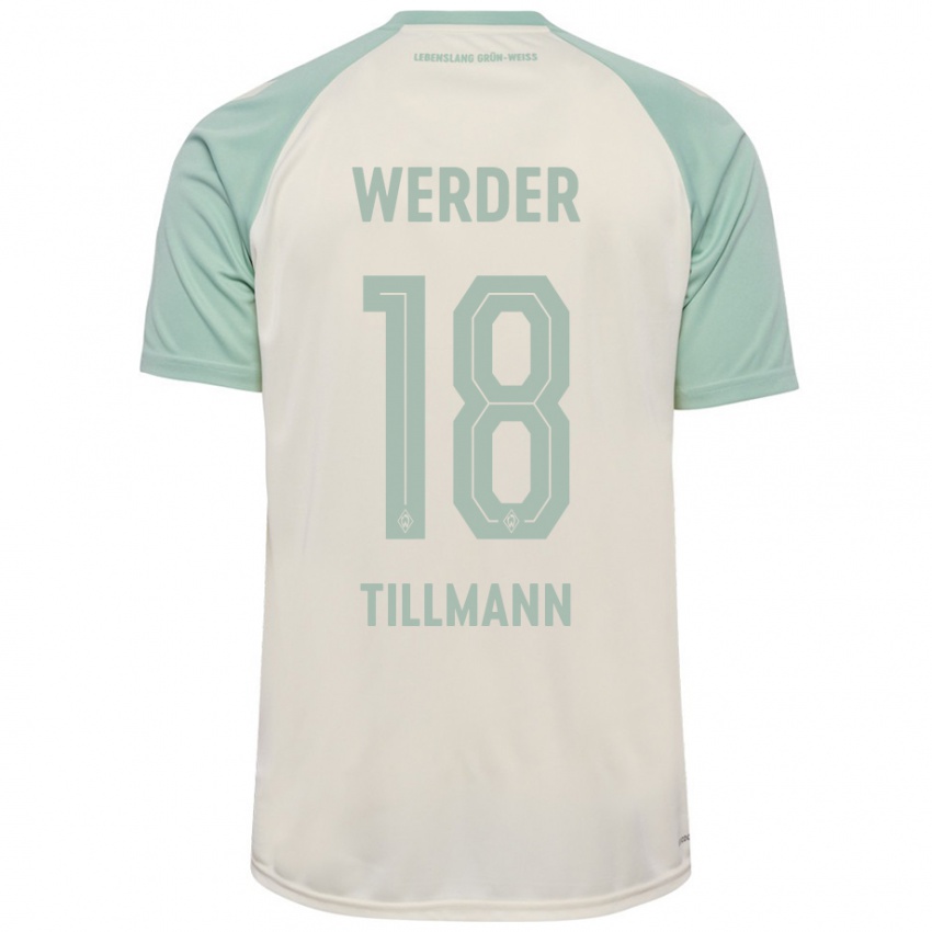 Bambino Maglia Felix Tillmann #18 Bianco Sporco Verde Chiaro Kit Gara Away 2024/25 Maglietta