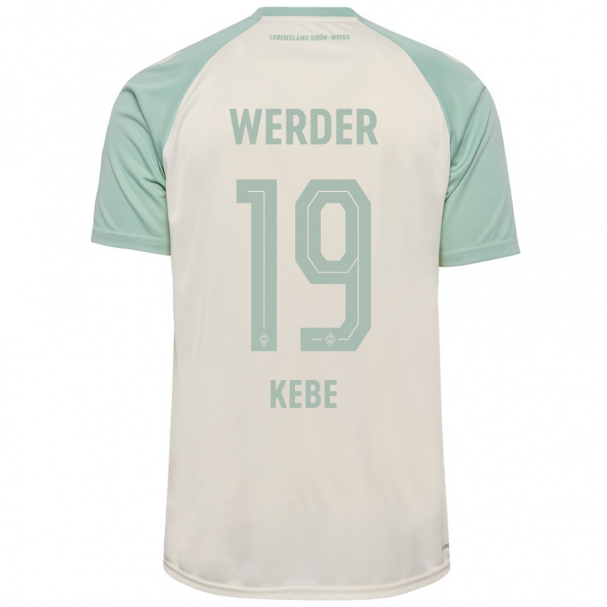 Bambino Maglia David Kébé #19 Bianco Sporco Verde Chiaro Kit Gara Away 2024/25 Maglietta