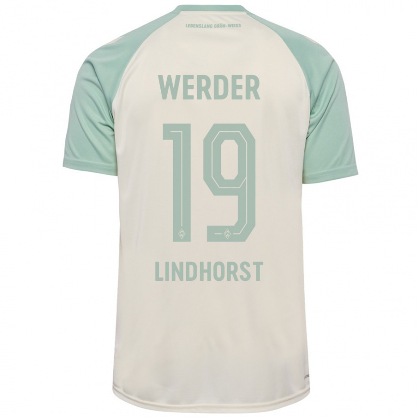 Bambino Maglia Jerrit Lindhorst #19 Bianco Sporco Verde Chiaro Kit Gara Away 2024/25 Maglietta