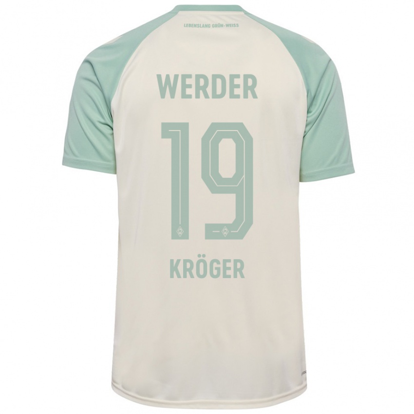 Bambino Maglia Moritz Kröger #19 Bianco Sporco Verde Chiaro Kit Gara Away 2024/25 Maglietta