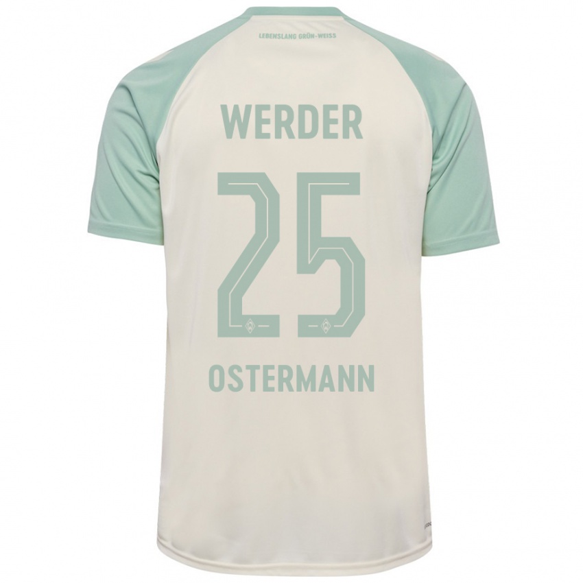 Bambino Maglia Ben Ostermann #25 Bianco Sporco Verde Chiaro Kit Gara Away 2024/25 Maglietta