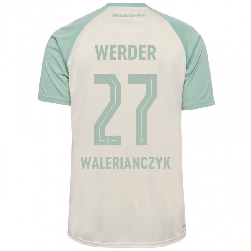 Bambino Maglia Dennis Walerianczyk #27 Bianco Sporco Verde Chiaro Kit Gara Away 2024/25 Maglietta