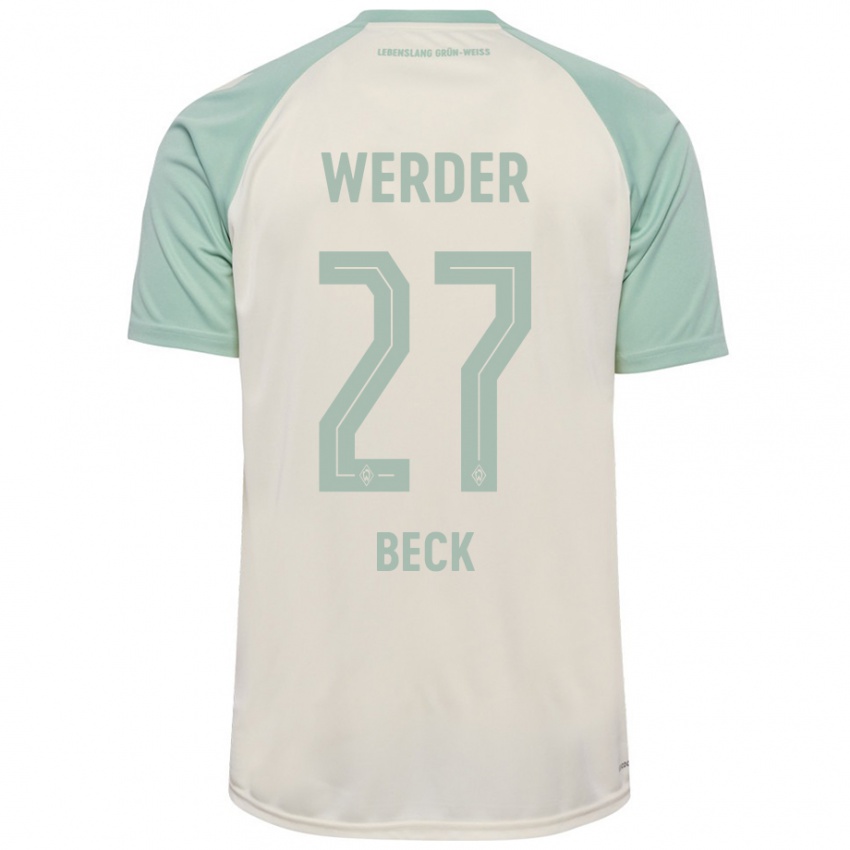 Bambino Maglia Sharon Beck #27 Bianco Sporco Verde Chiaro Kit Gara Away 2024/25 Maglietta