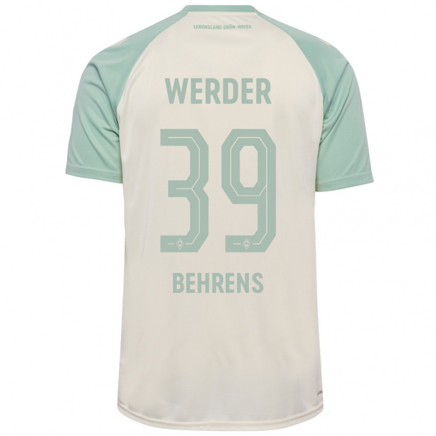 Bambino Maglia Jette Behrens #39 Bianco Sporco Verde Chiaro Kit Gara Away 2024/25 Maglietta