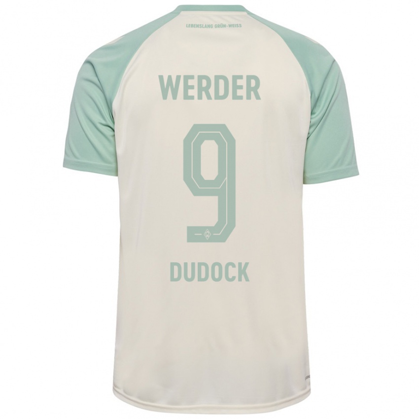 Bambino Maglia Joshua Dudock #9 Bianco Sporco Verde Chiaro Kit Gara Away 2024/25 Maglietta