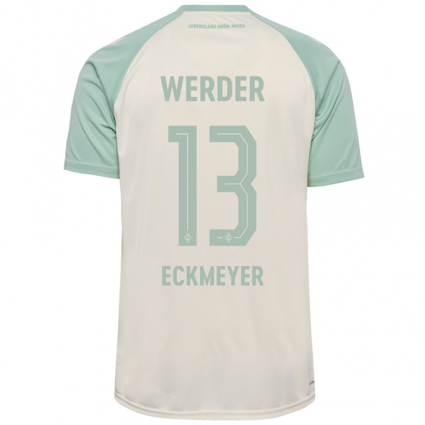 Bambino Maglia Tjark Eckmeyer #13 Bianco Sporco Verde Chiaro Kit Gara Away 2024/25 Maglietta