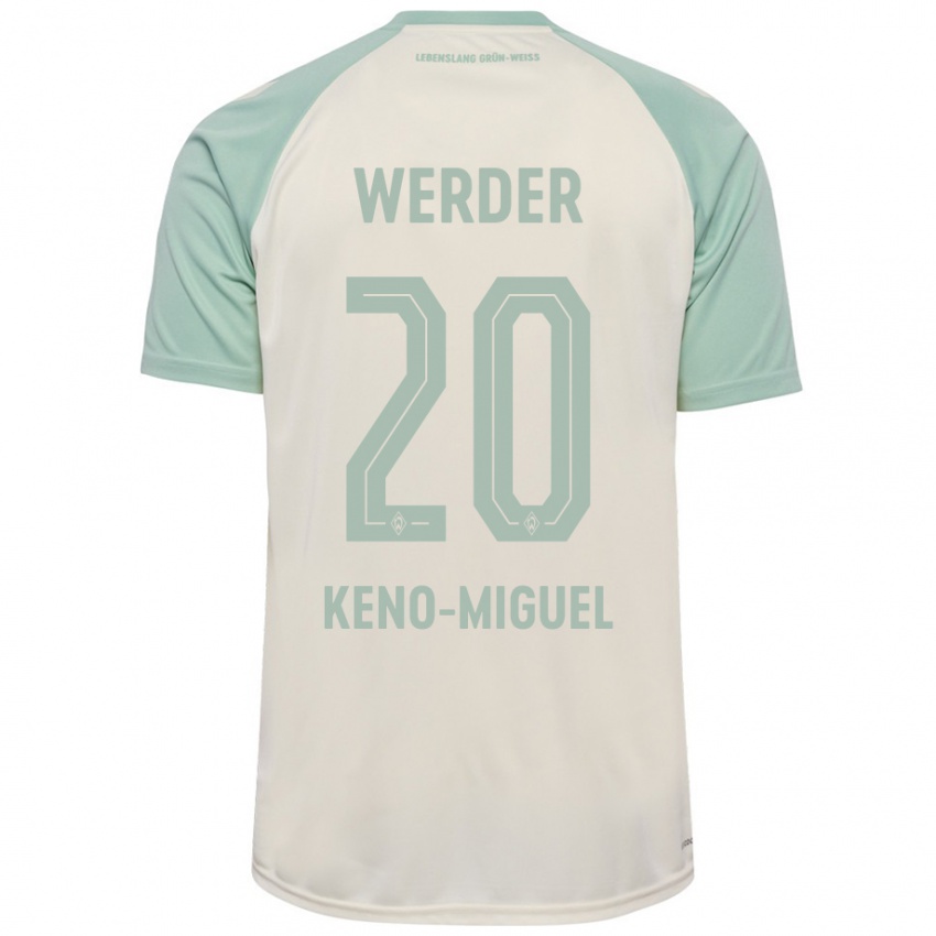 Bambino Maglia Keno-Miguel Meyer #20 Bianco Sporco Verde Chiaro Kit Gara Away 2024/25 Maglietta