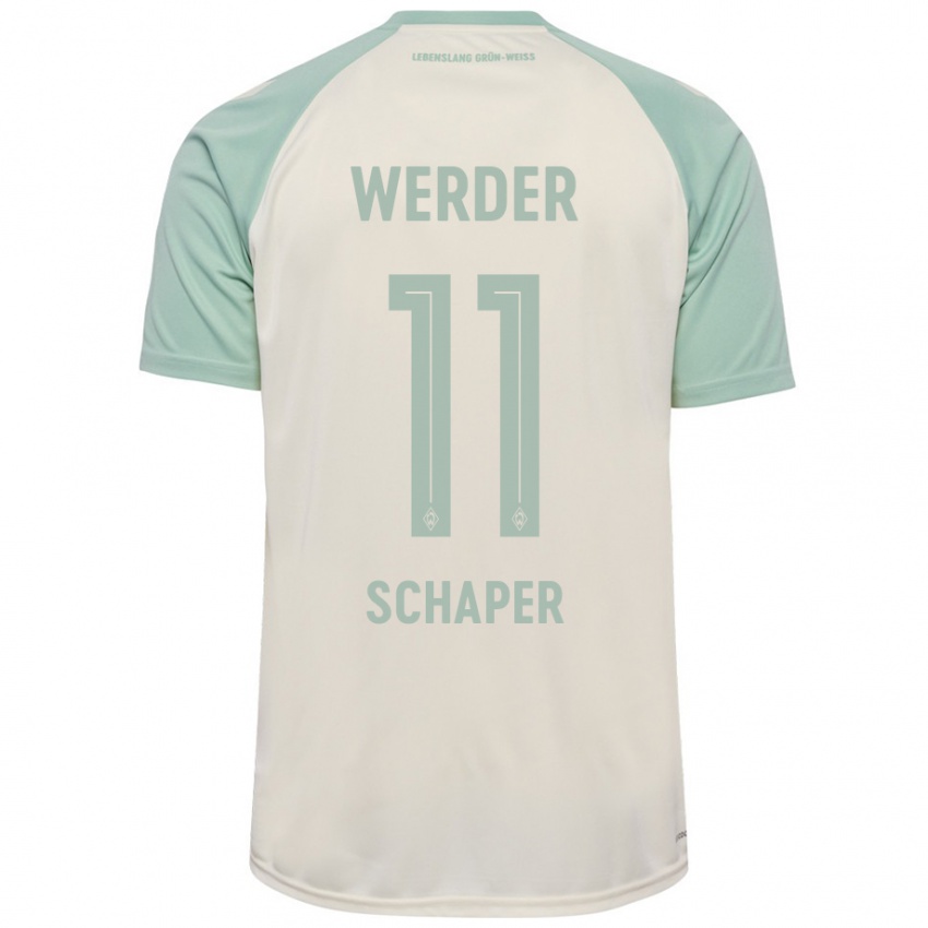 Bambino Maglia Wilken Schaper #11 Bianco Sporco Verde Chiaro Kit Gara Away 2024/25 Maglietta