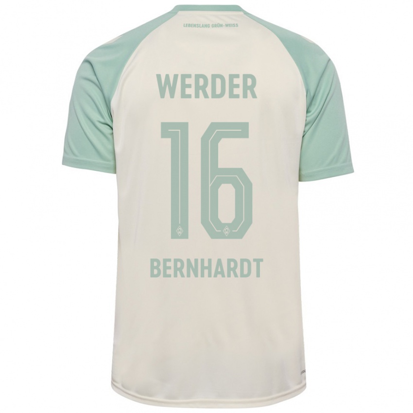 Bambino Maglia Emilie Bernhardt #16 Bianco Sporco Verde Chiaro Kit Gara Away 2024/25 Maglietta