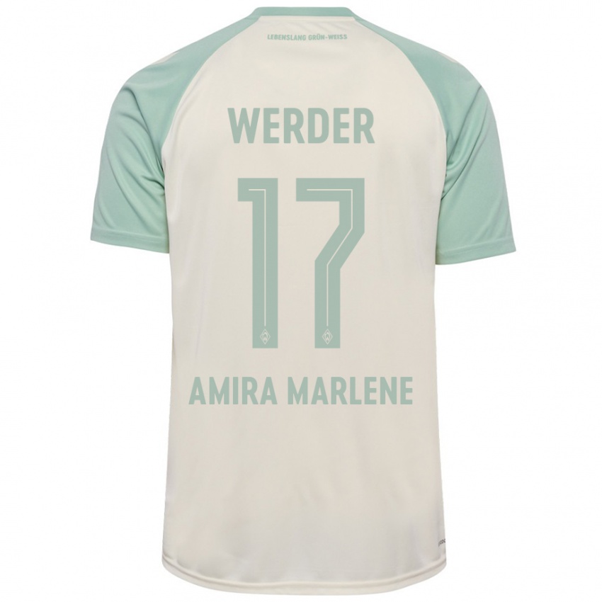 Bambino Maglia Amira Marlene Dahl #17 Bianco Sporco Verde Chiaro Kit Gara Away 2024/25 Maglietta