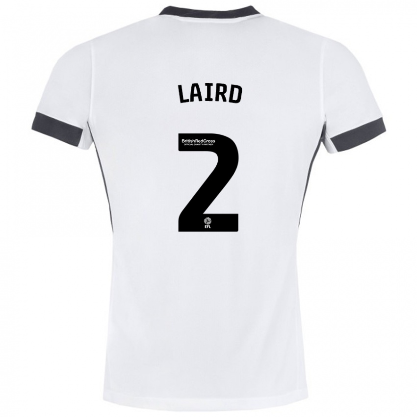 Bambino Maglia Ethan Laird #2 Bianco Nero Kit Gara Away 2024/25 Maglietta