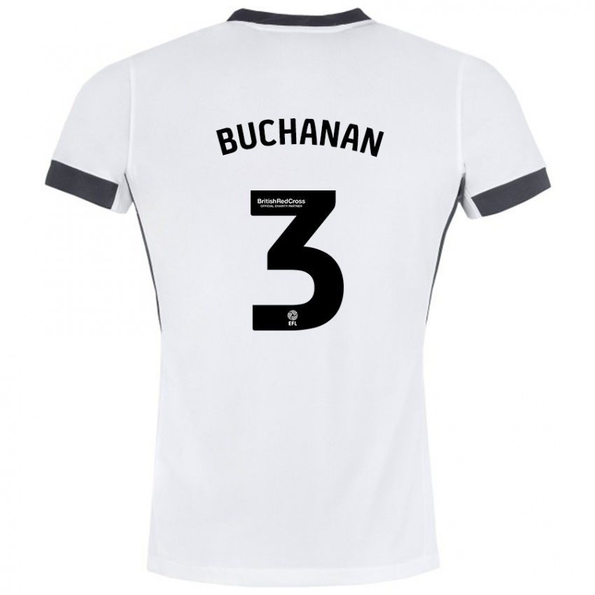 Bambino Maglia Lee Buchanan #3 Bianco Nero Kit Gara Away 2024/25 Maglietta