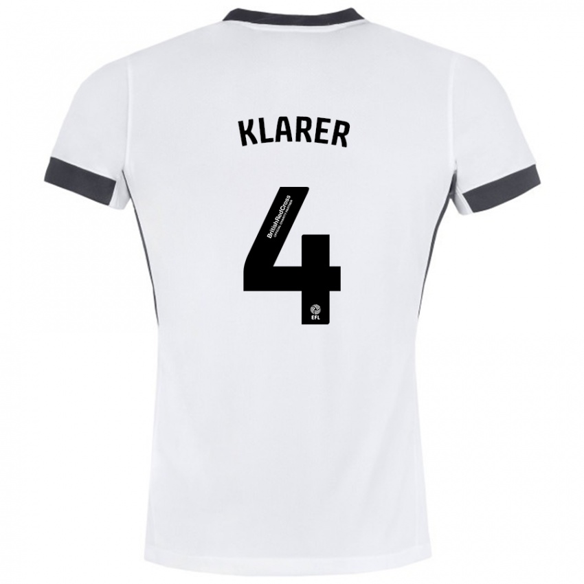 Bambino Maglia Christoph Klarer #4 Bianco Nero Kit Gara Away 2024/25 Maglietta