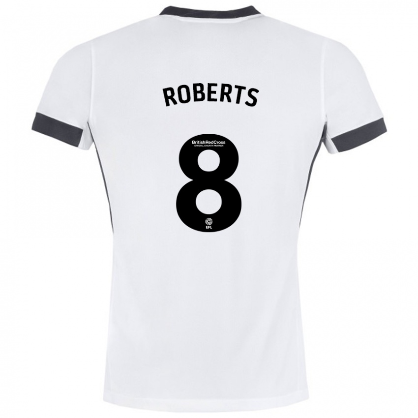 Bambino Maglia Tyler Roberts #8 Bianco Nero Kit Gara Away 2024/25 Maglietta