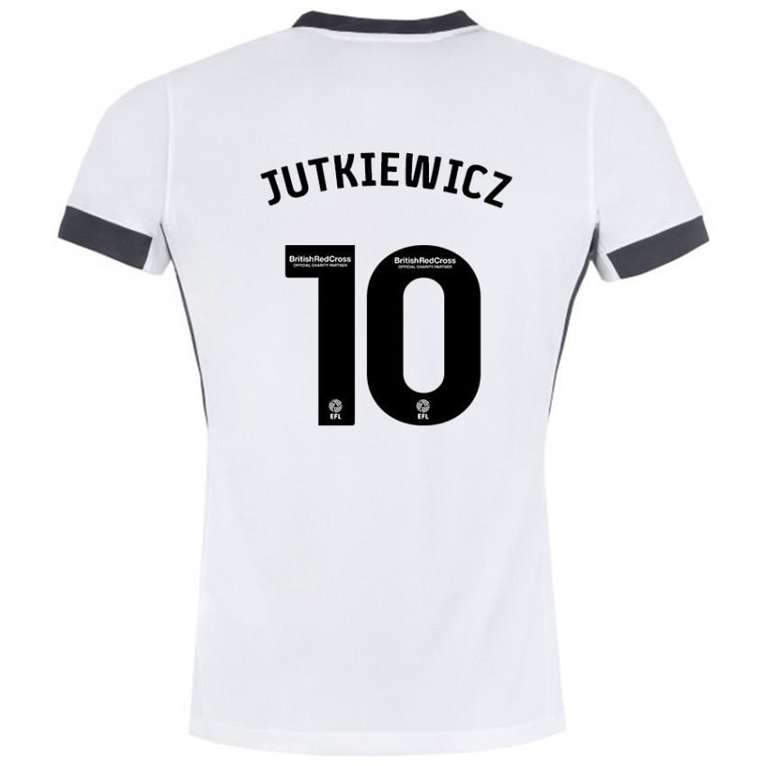 Bambino Maglia Lukas Jutkiewicz #10 Bianco Nero Kit Gara Away 2024/25 Maglietta