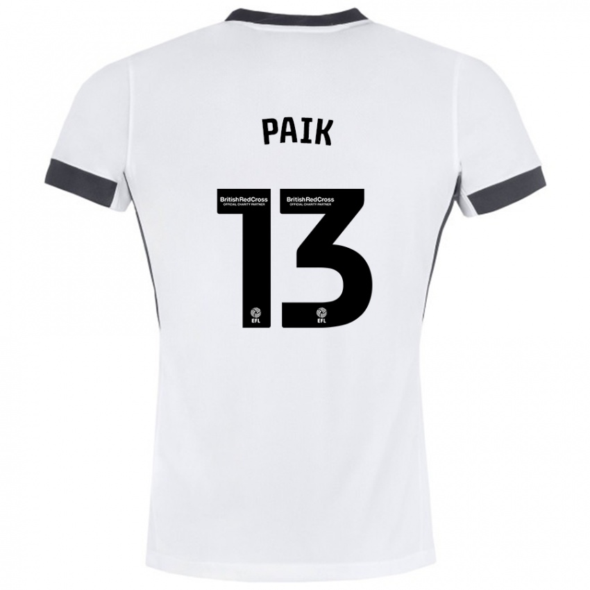 Bambino Maglia Seung-Ho Paik #13 Bianco Nero Kit Gara Away 2024/25 Maglietta