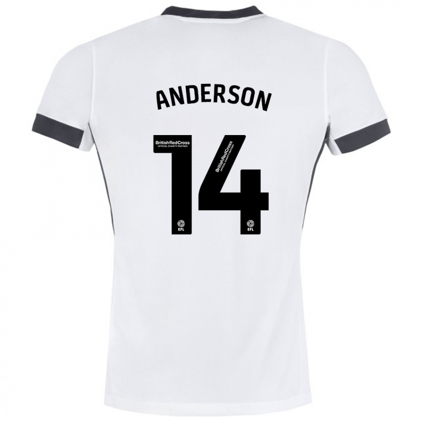 Bambino Maglia Keshi Anderson #14 Bianco Nero Kit Gara Away 2024/25 Maglietta