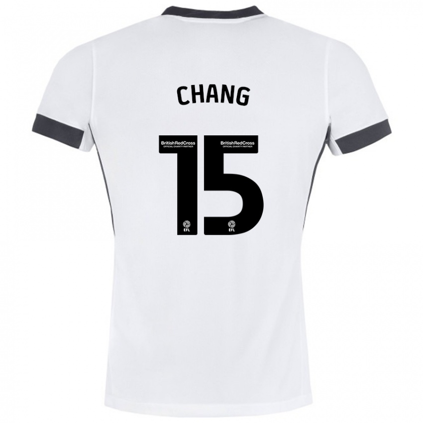 Bambino Maglia Alfie Chang #15 Bianco Nero Kit Gara Away 2024/25 Maglietta