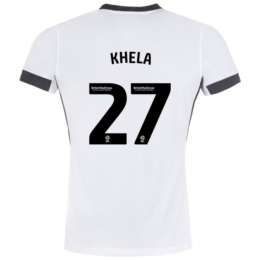 Bambino Maglia Brandon Khela #27 Bianco Nero Kit Gara Away 2024/25 Maglietta