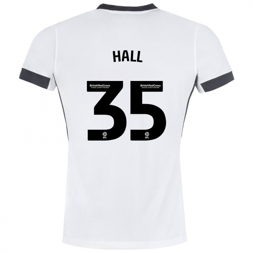 Bambino Maglia George Hall #35 Bianco Nero Kit Gara Away 2024/25 Maglietta