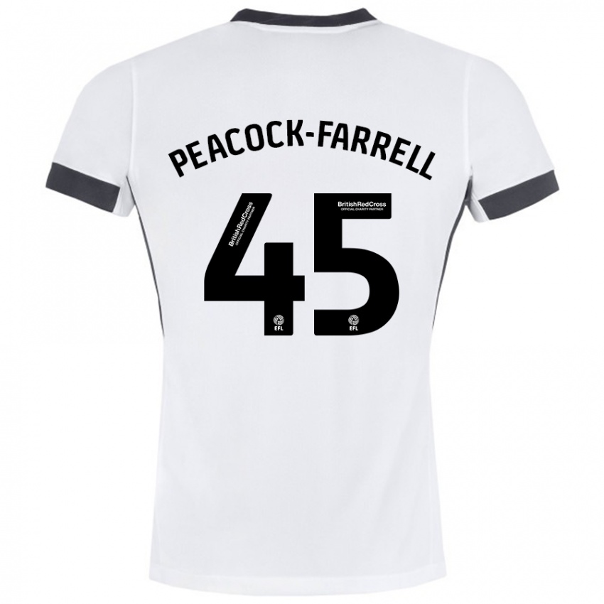 Bambino Maglia Bailey Peacock-Farrell #45 Bianco Nero Kit Gara Away 2024/25 Maglietta