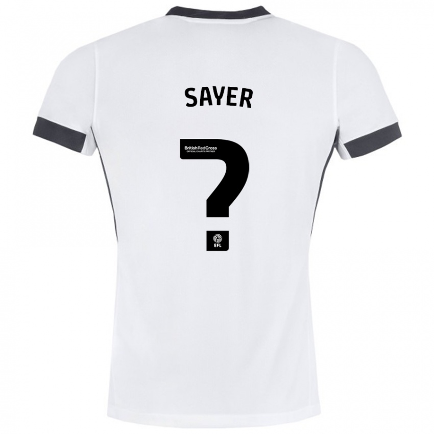 Bambino Maglia Olly Sayer #0 Bianco Nero Kit Gara Away 2024/25 Maglietta