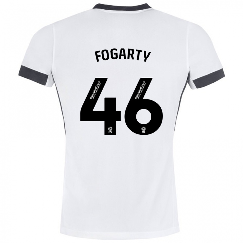 Bambino Maglia Tom Fogarty #46 Bianco Nero Kit Gara Away 2024/25 Maglietta