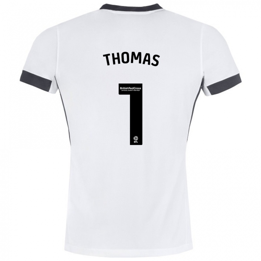 Bambino Maglia Lucy Thomas #1 Bianco Nero Kit Gara Away 2024/25 Maglietta