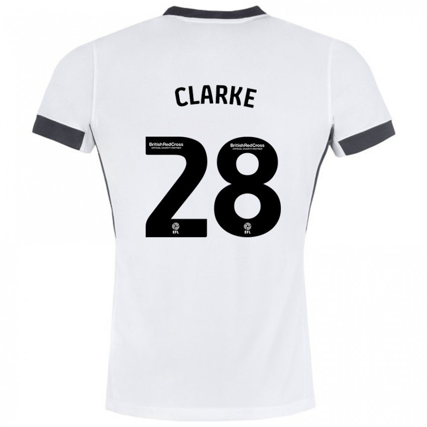 Bambino Maglia Charlotte Clarke #28 Bianco Nero Kit Gara Away 2024/25 Maglietta