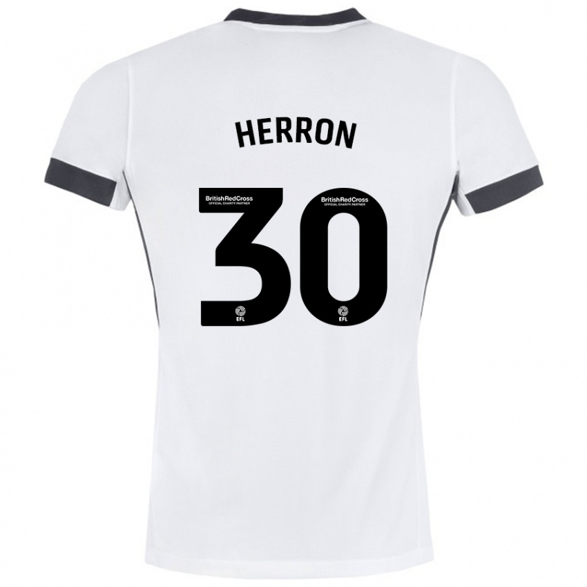 Bambino Maglia Neve Herron #30 Bianco Nero Kit Gara Away 2024/25 Maglietta