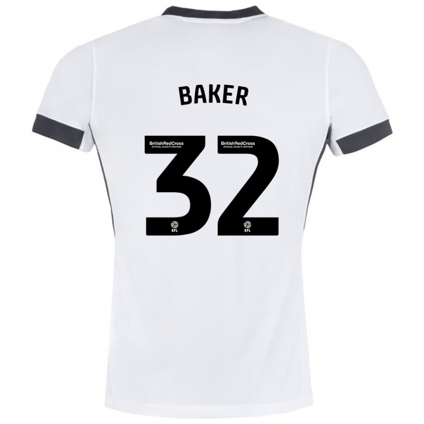 Bambino Maglia Ava Baker #32 Bianco Nero Kit Gara Away 2024/25 Maglietta