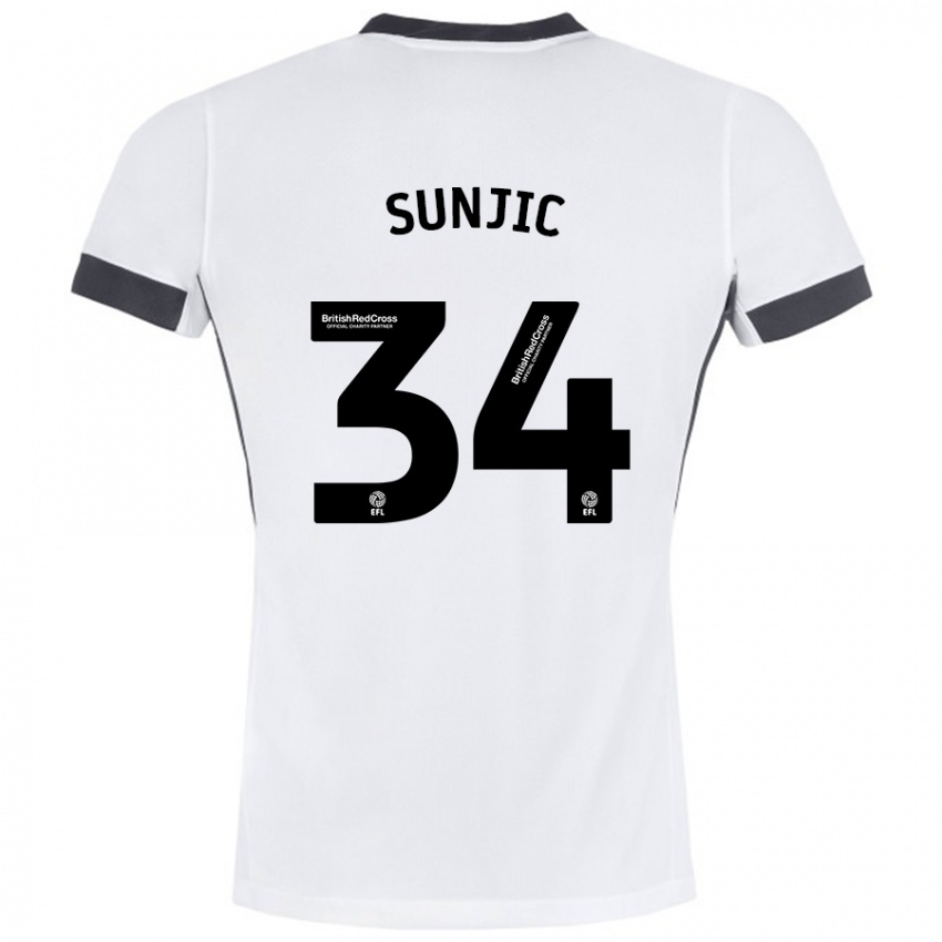 Bambino Maglia Ivan Sunjic #34 Bianco Nero Kit Gara Away 2024/25 Maglietta