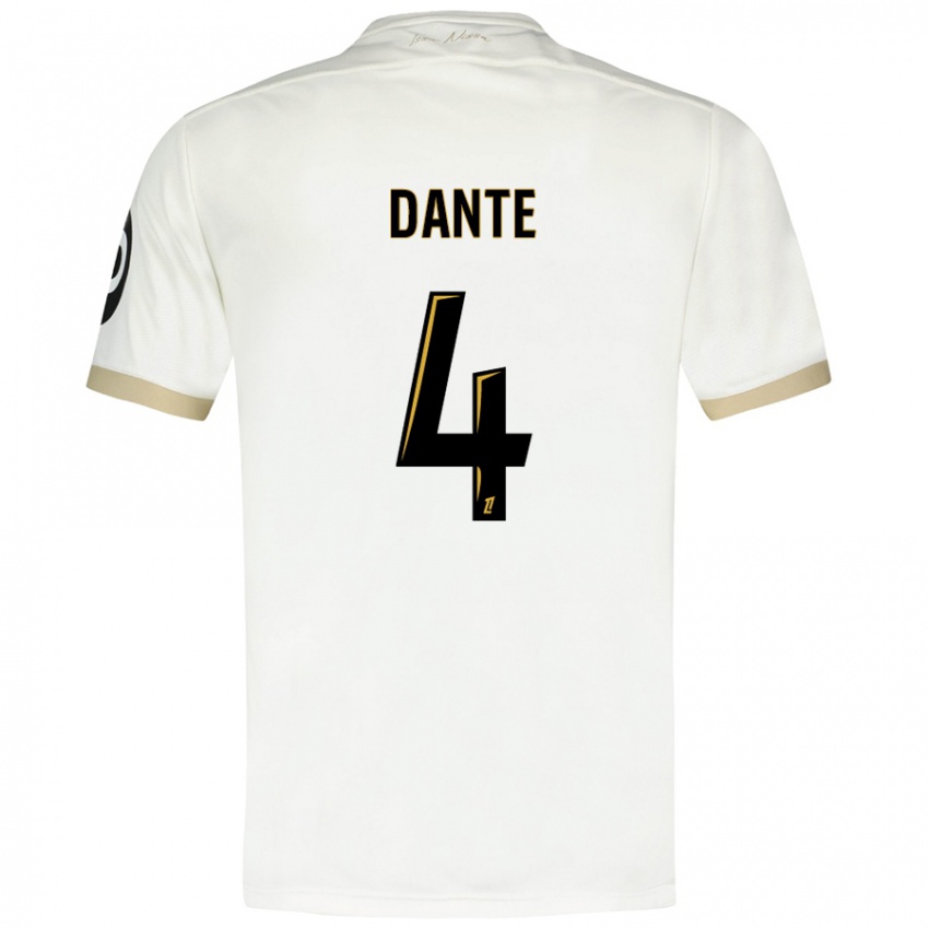 Bambino Maglia Dante #4 Bianco Oro Kit Gara Away 2024/25 Maglietta