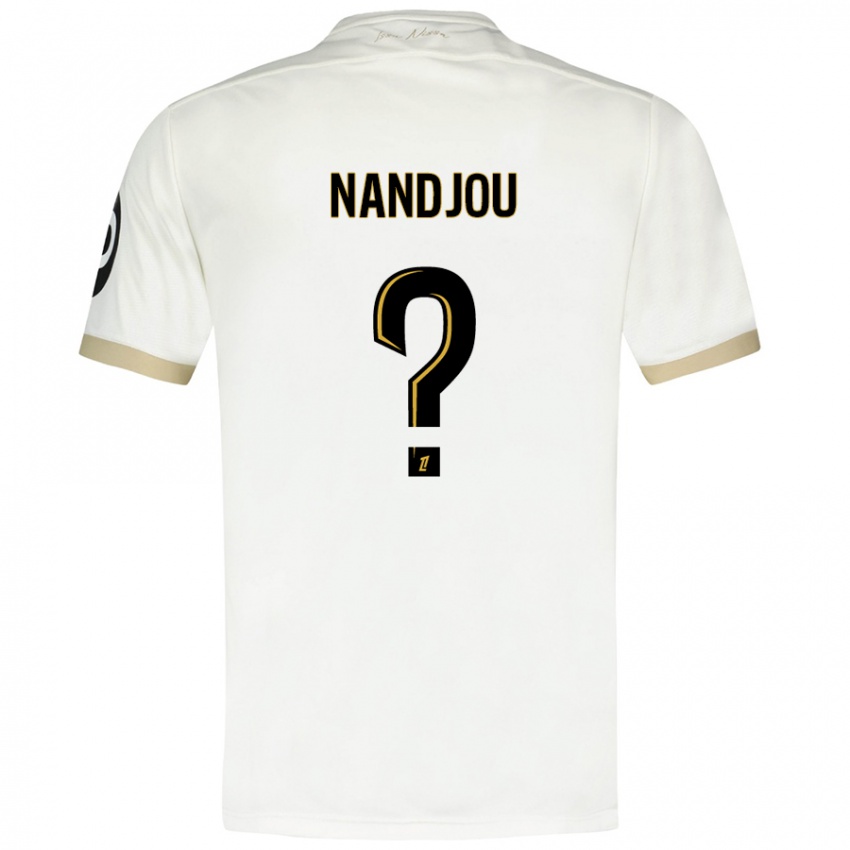 Bambino Maglia Yaël Nandjou #0 Bianco Oro Kit Gara Away 2024/25 Maglietta