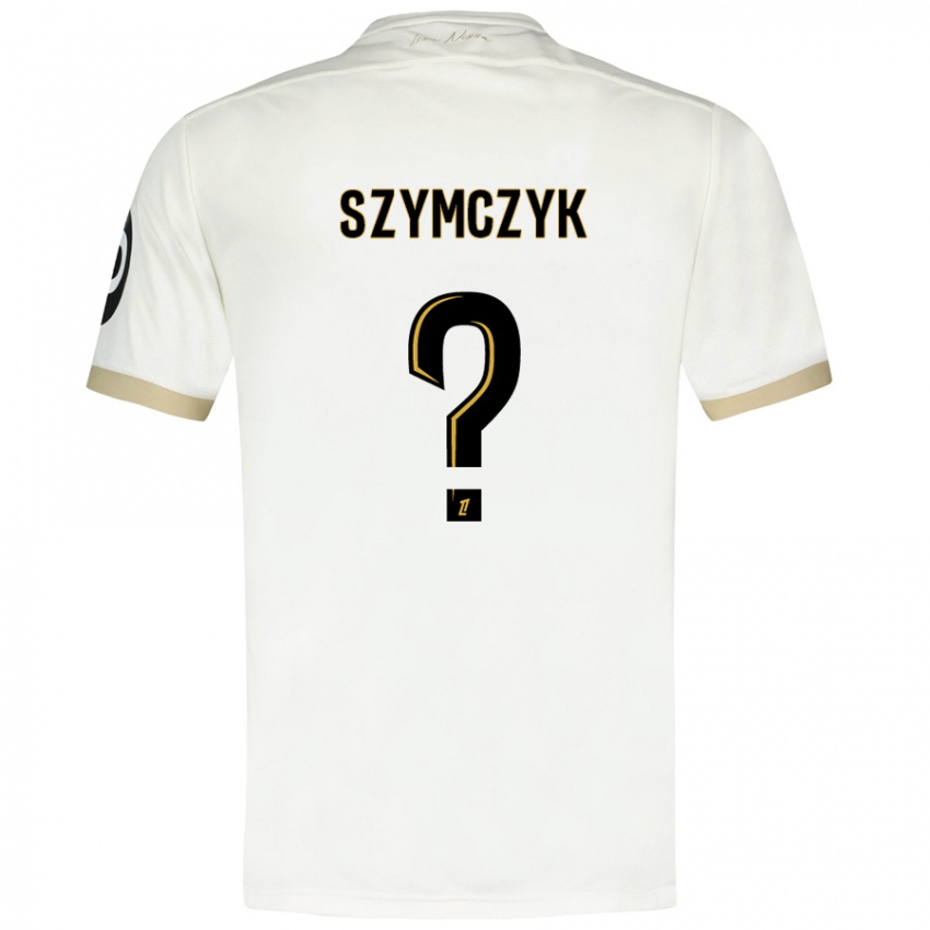 Bambino Maglia Kacper Szymczyk #0 Bianco Oro Kit Gara Away 2024/25 Maglietta