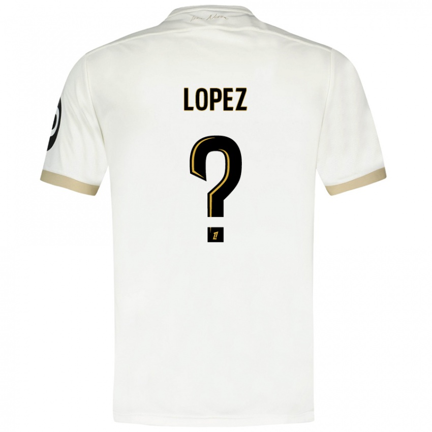 Bambino Maglia Kylian Lopez #0 Bianco Oro Kit Gara Away 2024/25 Maglietta